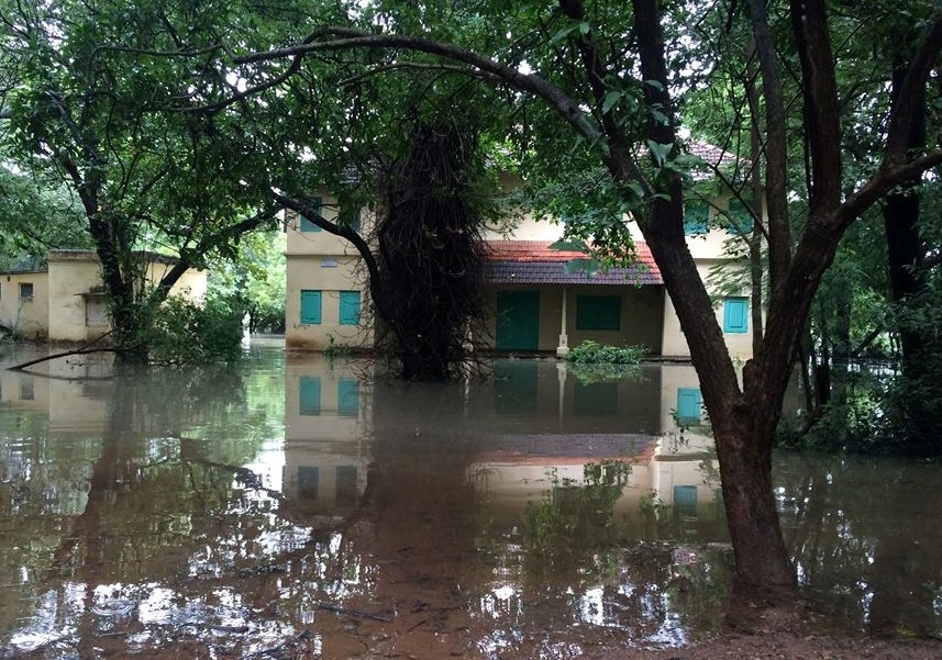 Building in floodwater